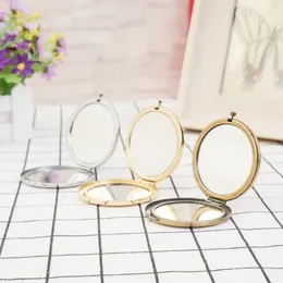 Ny 2024 Portable Folding Mirror Mini Compact rostfritt stål Metall Makeup Kosmetisk fickspegel för sminkspegel Skönhetstillbehör