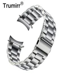 Premium Edelstahl Uhrenband für Samsung Galaxy Watch 46mm SMR800 Sportband gebogene Endgurt Armband Silber Schwarz T3904745