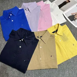 Ralp laurens polo designer skjorta rl högkvalitativ lyx mode blusar krigare broderade linne långärmad skjorta avslappnad lös fast färg män och kvinnor skjorta