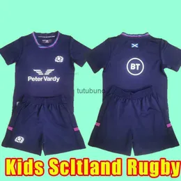 Kinder Schottland 2022 Rugby Trikots Home Nationalmannschaft Scotland Polo T-Shirt Rugby Jersey Herren Shirts 2021 Neue Weltmeisterschaft Sevens Training Kind Full Kits Set Set