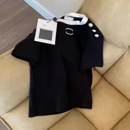 여자 티셔츠 자수 탑 2024 여름 팝업 티셔츠 간단한 패션 핫 모델 블랙 흰색 크기 s-l