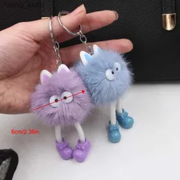 Plush Keychains Ear Plysch Keychain Spirited Away Hayao Miyazaki Min granne Totoro Briquettes Elf Doll School Bag Söta tillbehör Y240415