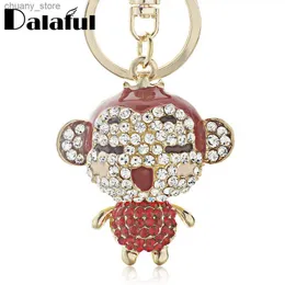 КЛАЧЕСНЫЕ ЛАНАРДЫ DALAFUL MITE Chic Charm Red Enamel Lovely Monkey Crystal Key Chains держатель сумочка подвесной кулон Keyrings Клавицы Ювелирные изделия K122 Y240417