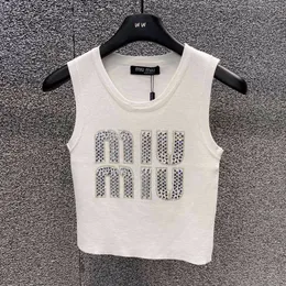 Miu Letter Diamond Tank Top Fashion Womens T Shirt Summer Ladies Steps Tops Tops اثنين