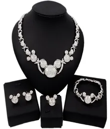 Yulaili What xoxo Jewelry Sets Girl Christmas Gift милый ожерелье Стажи браслет кольцо кольцо Женщины хрустальные ювелирные изделия SET6485886