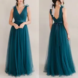 Abiti da damigella d'onore per tulle long verde acqua vintage con gambe a-line-gine formale abito da festa per feste per le donne abiti per donne abiti per donne