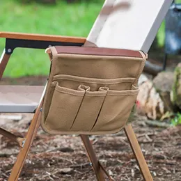 Cadeira de acampamento Saco de suporte de braço de armazenamento de lona cadeira dobrável Organizador de bolsa de bolso lateral para camping de acampamento para acampar saco de pesca