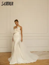Романтические V-образные цветы свадебное платье винтажное белое русалка халат элегантные свадебные платья до пола vestidos de novia