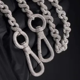 Hiphopdesignbyxor byxor kedja /kubansk länk halsbandskedja fast silver med gra moissanite vvs diamant för mens smycken
