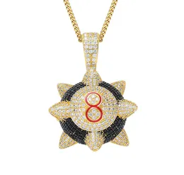 مغني الراب الشخصي المثلج من Trippieredd Spike 8ball Billiard Necklace Hip Hop Jewelry Gift3125050