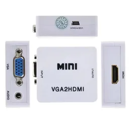 2024 Taşınabilir Mini VGA-HDMI Uyumlu Dönüştürücü VGA2HDMI Video Kutusu Ses Adaptörü 1080p Defter PC HDTV Projektör TV VGA için HDMI için