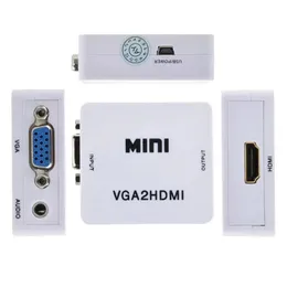 2024 휴대용 미니 VGA에서 HDMI 호환 컨버터 VGA2HDMI 비디오 박스 오디오 어댑터 1080p 노트북 PC PC HDTV 프로젝터 VGA를위한 HDTV 프로젝터 TV.