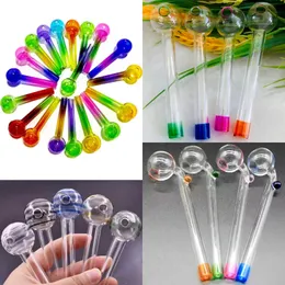 Colorful Glass Oil Burner Bubbler Pipe 10cm 12cm 14cm 18cm 4 inch 5.5 inch Smoking Dab Burners Pryex Clear Well Popular Smoke Pipes Accessories