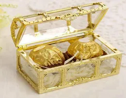 Treasure Chest Candy Box Wedding Favor Mini Pudełka prezentowe z Plastikiem Plastikowa przezroczysta biżuteria Stoage Case RRA22973294479