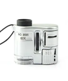 미니 60X LED UV Light Pocket Microscope Jewelry Medifier Loupe 휴대용 핸드 헬드 확대 유리 통화 탐지기 1122370