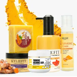 Detergenti Ailke Care della pelle di curcuma organica set, illumina, pulizia della pelle, esfoliazione, pelle sbiancata, persino tono della pelle, migliorare la pelle secca