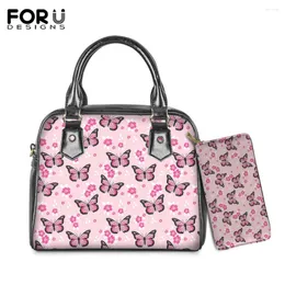 Bolsas de ombro Forudesigns Moda Bolsas de luxo para mulheres coloridas de borboleta com estampa de flores e bolsa bolsa mujer