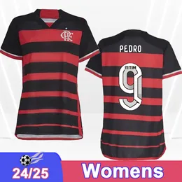 24 25 Flamengo Womens Soccer Jerseys Pedro Everton de Arrascaeta E.Ribeiro Gabi Thiago Maia Matheuzinhoホームフットボールシャツユニフォーム