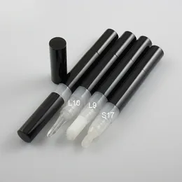 Depolama Şişeleri Yüksek Derece 3ML Siyah DIY Lipgloss Tüp Boş alüminyum ve PP Farklı aplikatörlerle kozmetik kalem dağıtıcı