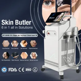 Multifunktionell IPL opt E-Light Hair Removal Machine Acne Treatment RF Skin Rejuvenation ND Yag Laser Tattoo Borttagning Skönhetsutrustning för salong