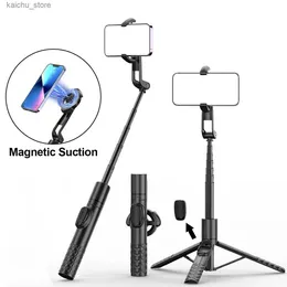 Selfie Monopods Kablosuz Manyetik Selfie Stick Tripod Stand Stand Saptırılabilir uzaktan kumandalı iPhone 12-15 Tüm Serisi Y240418