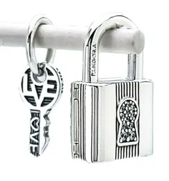 Hänglås och Key Dangle Charm Silver Charms för armband DIY -smycken Making Kit Loose Beads Silver Wholesale 790088C014585855