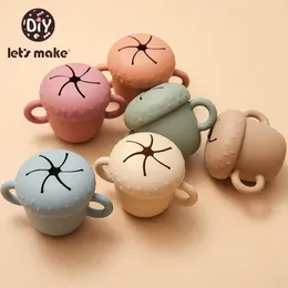 Lets Make Baby Silicone Snack Cup Cartoon Mushrooms Shape Antispill Container Food Grade Storage Box 240412