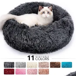 Cat Beds & Furniture Round Bed House Long P Pet For Cats Cushion Dogs Mat Warm Accessories Home Washable Dog Sofa Soft Slee Drop Deliv Dhui5