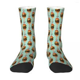 Men's Socks Stacked Cheeseburger Girl Pin Up Pinup Sock Men Women Polyester Stockings Customizable Funny