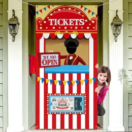 Party Decoration Carnival Circus Po Banner Ticket Booth Backdrop Props Large Po Door Banner For Birthday Game Supplies 240411