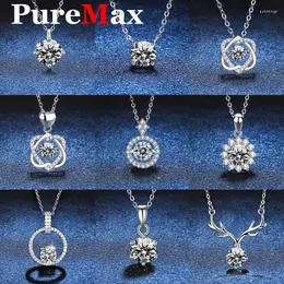Подвески Puremax Premium Moissanite Diamond Collese для женщин Оригинальный 925 серебряный серебро D Colare Classic Nec