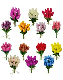 Pu tulips Flores artificiais Flores falsas Mini Tulip Bouquet para Mesa de Casamento Centerpieces Decor Home Party Decorative1907639