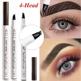 Machine Dark Brown Eyebrow Pencil Microblading Eyebrow Tattoo Pen Makeup Waterproof 4 Tip Eyebrow Pen Black Liquid Pen Enhancer Cosmetic