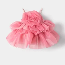 Doce Ins Rose Skirt Spring Summer Summer Pet Cat Dress Fin Breathable Style Fluffy Dog Vestres 240402