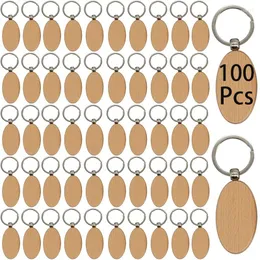Keychains 100Pcs Blank Wood Keychian To Paint For Crafts