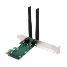 Fornece WIFI WIFI Mini PCIE Express para PCIE Adaptador com 2 antena externa para PC
