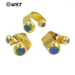 Anelli a grappolo WT-R481EST La maggior parte della ragazza blu a doppia pietra di ED Murano e Kanite Regolable Girl Ring in 18k Real Gold placcato