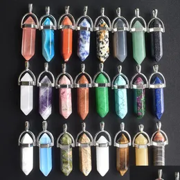 Charms Fashion Heksagon Filar Uzdrawiający kamień Pendum Urok ręcznie robiony Rose Kwarc Chakra Wiselanty do naszyjnika biżuteria wytwarzająca hurtowy dr dhhri