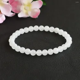 Strand 8 mm runde Perlen natürliche weiße Jade Chalcedony Frau Juwely Armband Repräsentation Reinheit und Glück ein Geschenk für geliebte Menschen