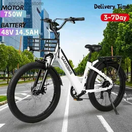 Bisiklet 750W kadın ectric bicyc 48V 14AH pil 26 inç lastik alüminyum alaşım ectric bisiklet şehir yolu ebike l48