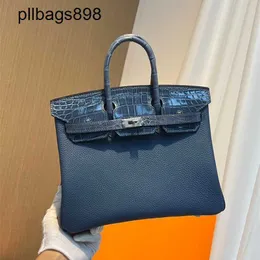 Designer handgjorda 7a handväskor biks äkta läder touch denim blå krokodil hud med läder 25 cm womenstk1a