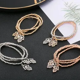 Braccialetti di fascino Hamsa Crystal Charms for Women Gold Beads Elastic Bangle Bangle Fashion Gioielli Femme Party 2024 Drop