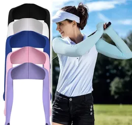 Protetor solar Shawl Sleeves Shawl Arm Sleeves Ice Silk Silk Luvas longas Proteção solar respirável Anti -UV Tampa de mão quente Esporte de golfe ao ar livre Rápido