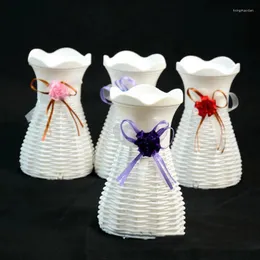 Dekoracyjne kwiaty Załóż wazon imitacja ceramiczna garnek kwiatowy origami plastikowe wazony do dekoracji mleko biały koszyk dom