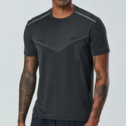 LL Men's Yoga T-shirt Summer Tennis Sports Short-Sleeve Shirt Quick Dry Breathable Casual Training Running Fitness Tops Casual Loose Tee Matching Shorts