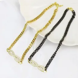 Chains 3 Pieces Cuba Chain Nekclace 8 Shape Necklace Accessories Pendant Fashion Jewelry Women 90033