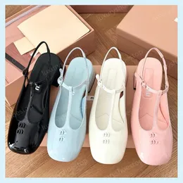 Ballet Women Brand Jelly Shoe Mary Janes Shoes Designer High Summer Summer Ballet Shoe Systlish Patent Leather Leathe