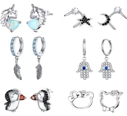Outros Voroco Chegada S925 Cor de prata Brincos de pinguim fofo para mulheres com jóias coreanas de moda de pedra de zircão 20212233355