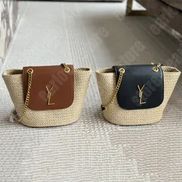 Mody mini Manon Bucket Bag Women Designer Beach Raffias torby na ramię słomek kosza torebki Lady łańcuch cross body strawbag