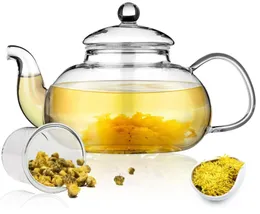 400/600/1000ml Infuser Tea Pot Soba Sobası Güvenli Gevşek Gevşek Yaprak ve Blooming Çay Makinesi Isı Dayanıklı